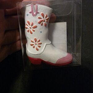 Michaels White and Pink Boot Card Holder